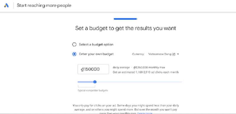 Thiết lập ngân sách quảng cáo Google Ads
